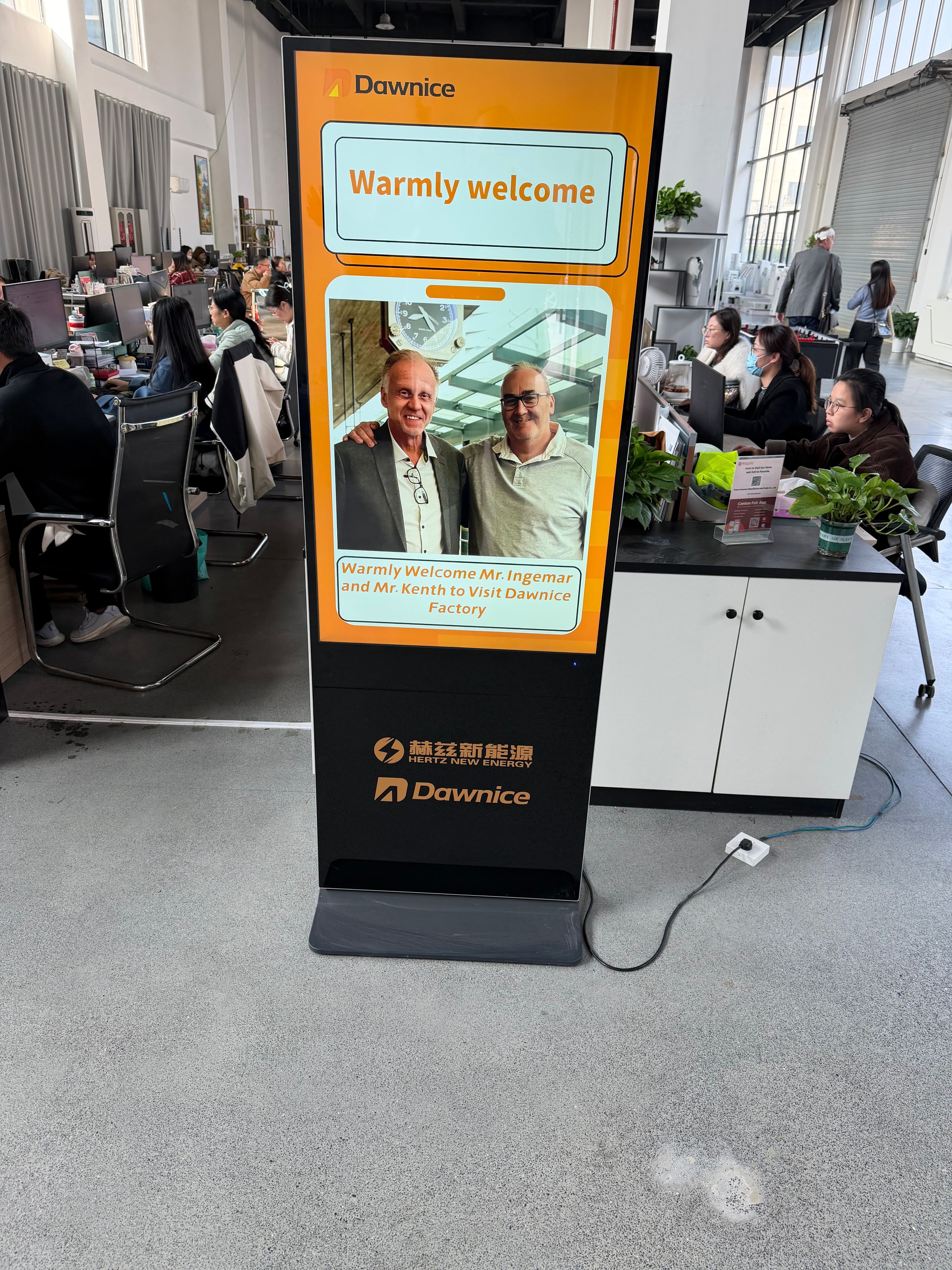 Welcome sign at Dawnice factory during Globe Energy's visit, December 2025