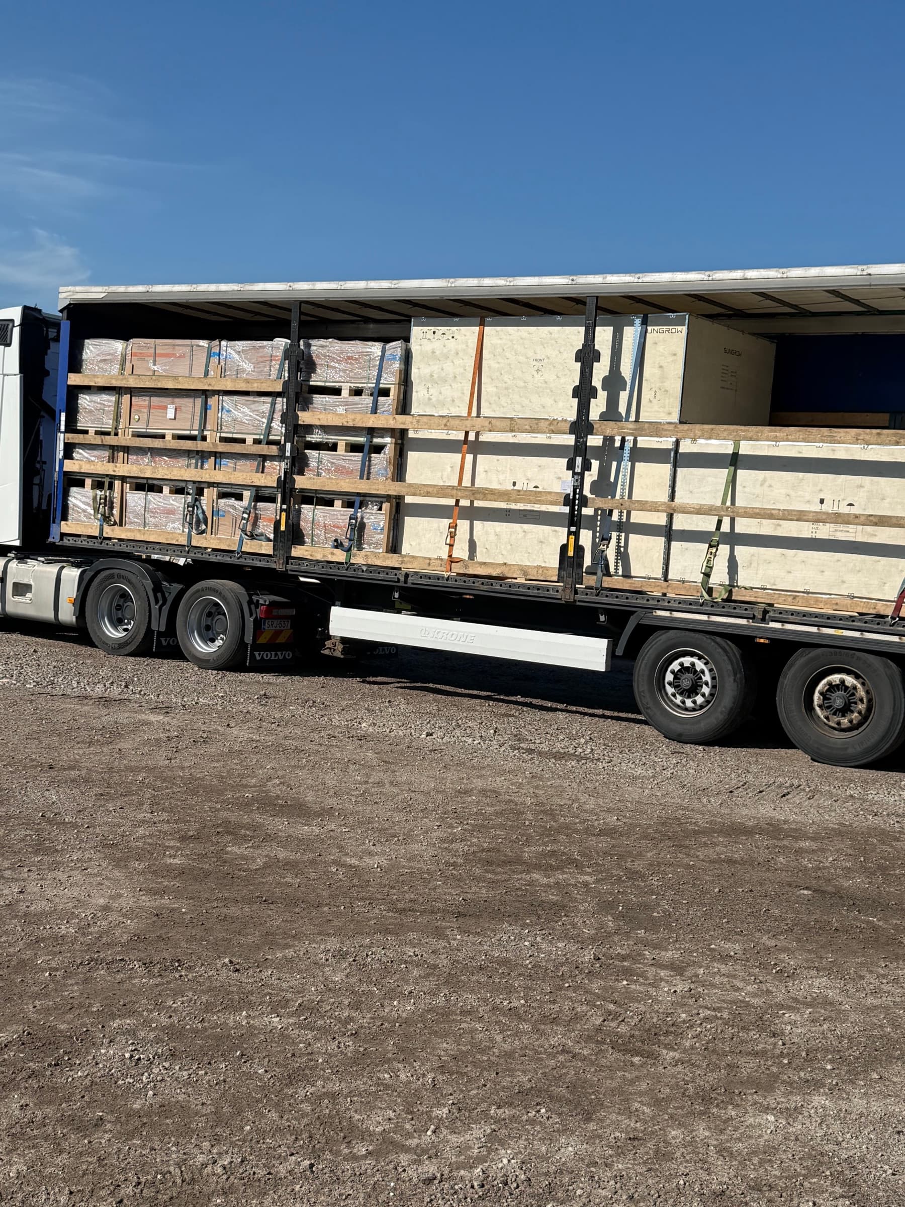 Packaged inverter unit at delivery site