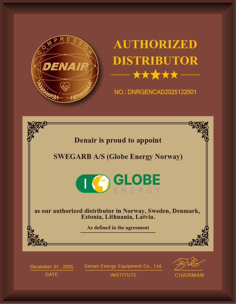 Denair Authorized Distributor Certificate — Globe Energy Norway
